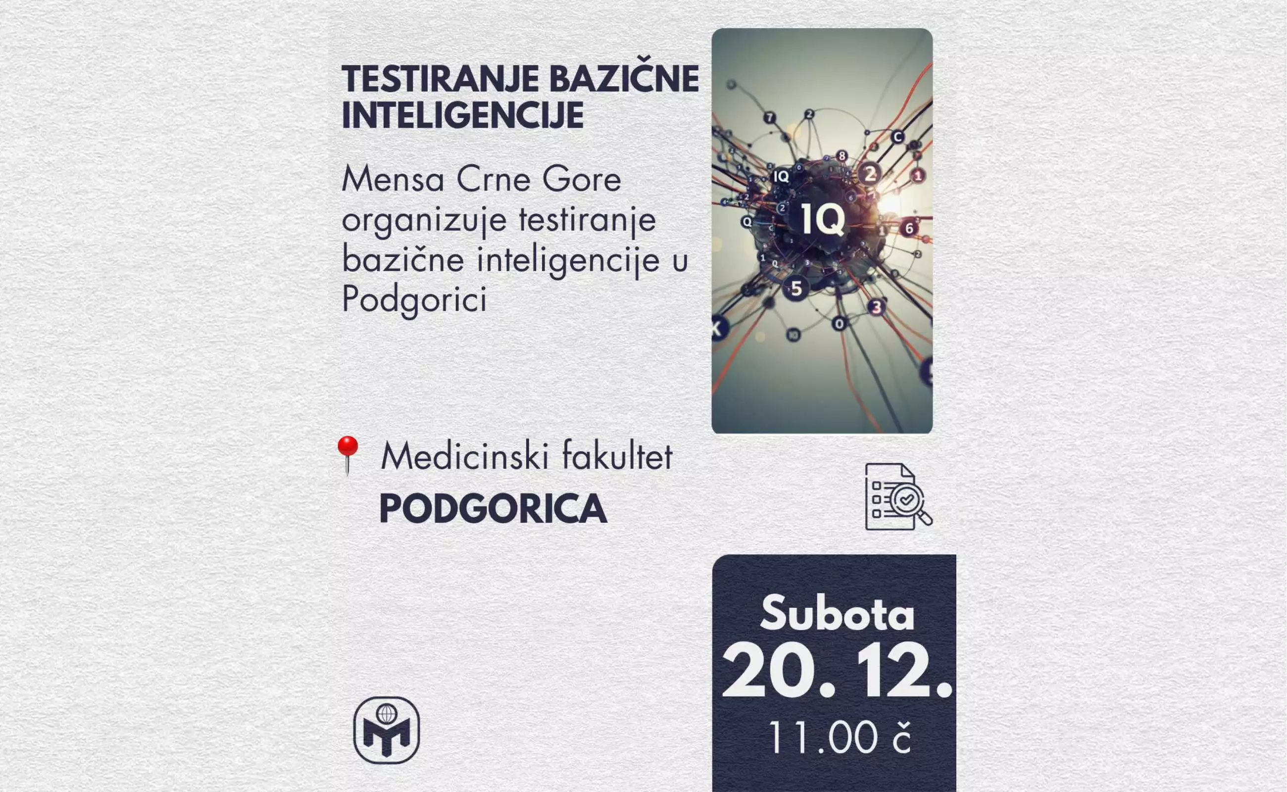 Testiranje bazične inteligencije u Podgorici 20. 12. 2025. godine