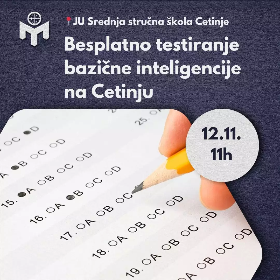 Besplatno testiranje bazične inteligencije na Cetinju 12.11.2023.