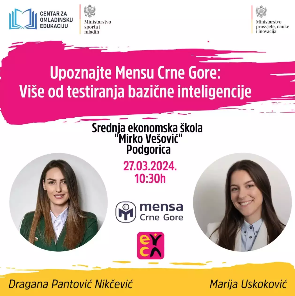 U SEŠ "Mirko Vešović" održana edukativna radionica posvećena Mensi i testiranju bazične inteligencije