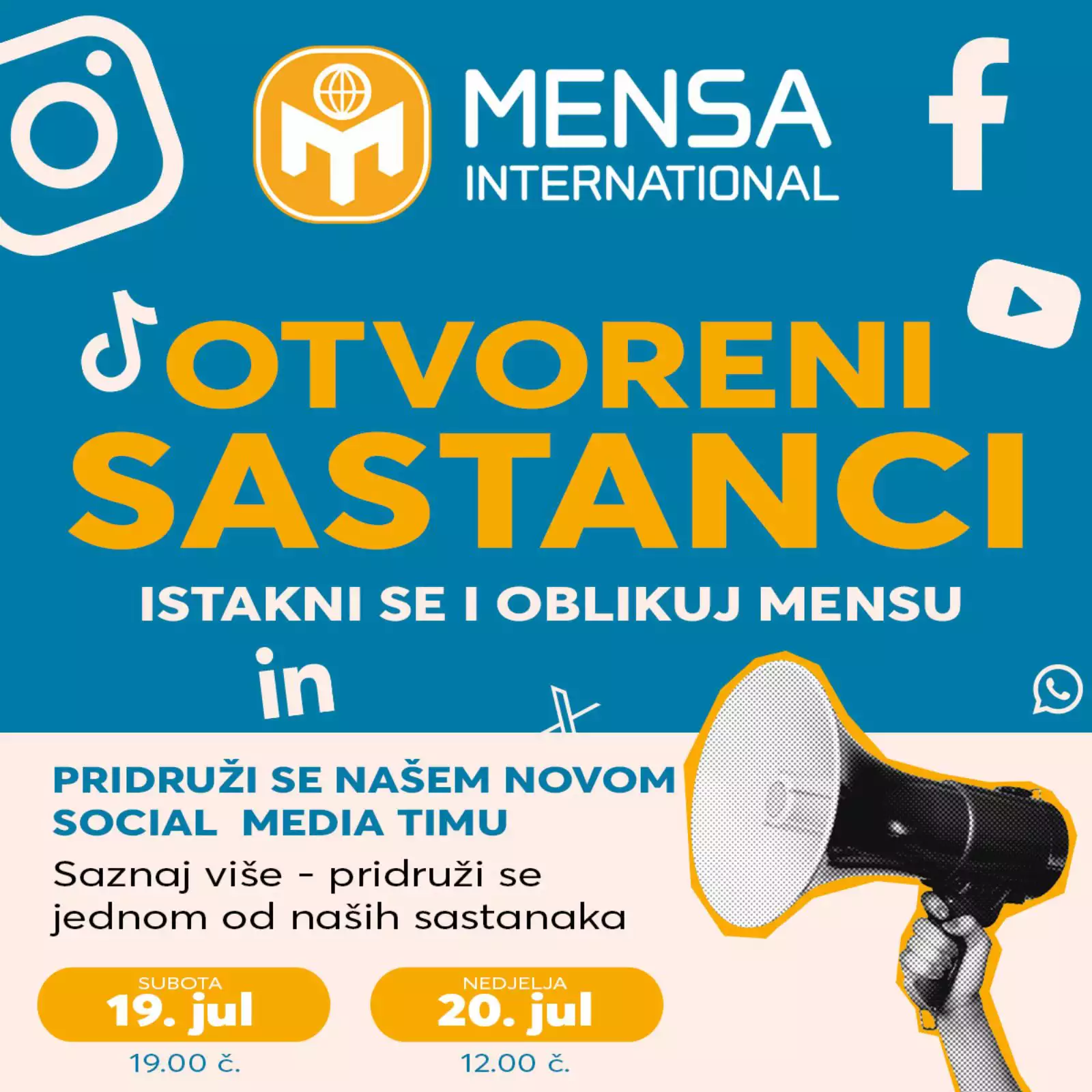 Pridurži se timu za društvene mreže Mense International