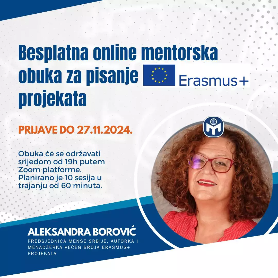 Poziv aktivnim članovima: Besplatna online mentorska obuka za pisanje Erasmus+ projekata