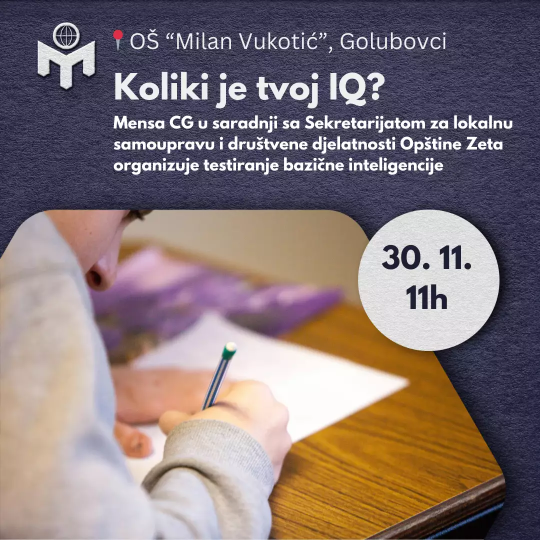 Besplatno testiranje bazične inteligencije u Zeti, 30. 11. 2024. godine