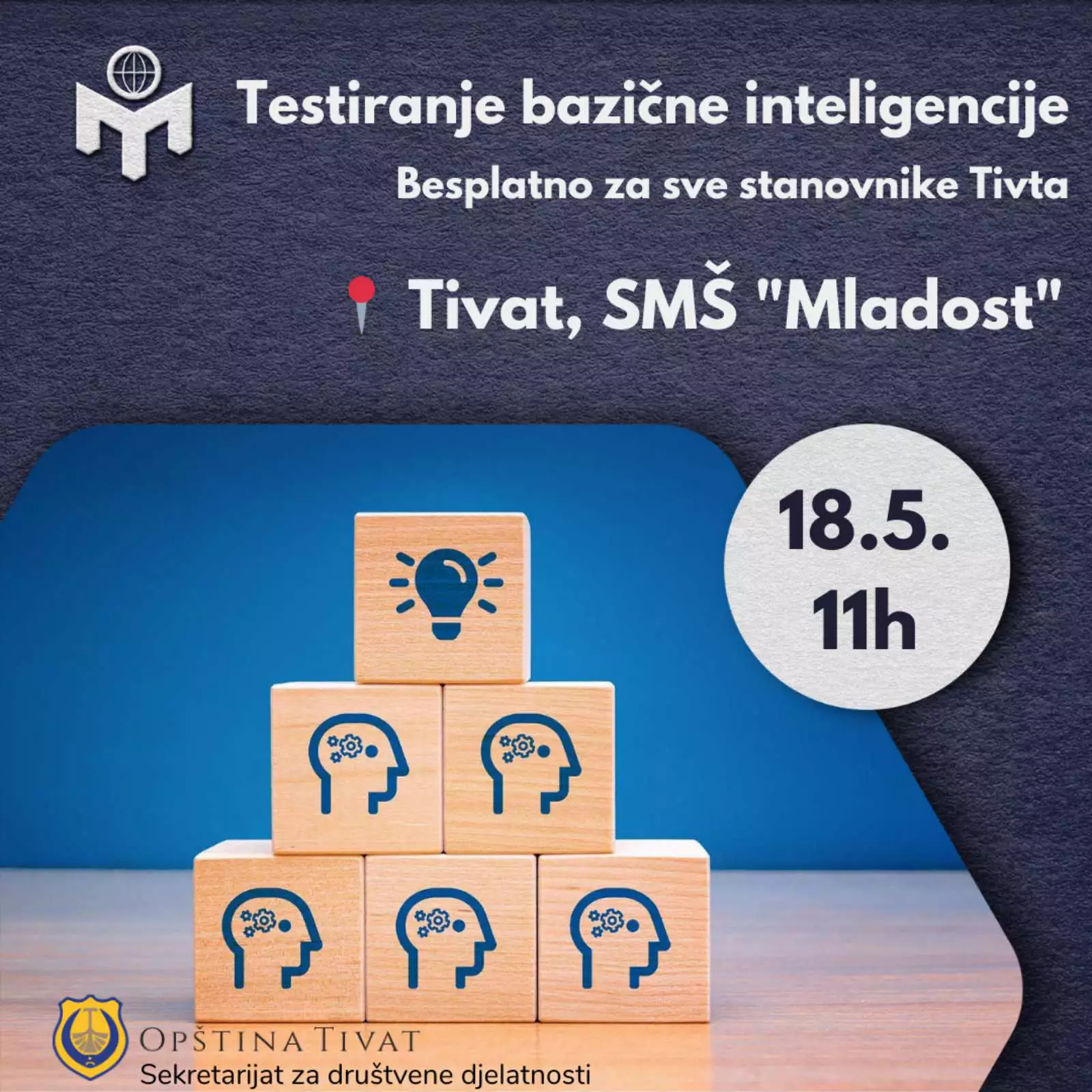 Besplatno testiranje bazične inteligencije u Tivtu, 18. maja u 11h
