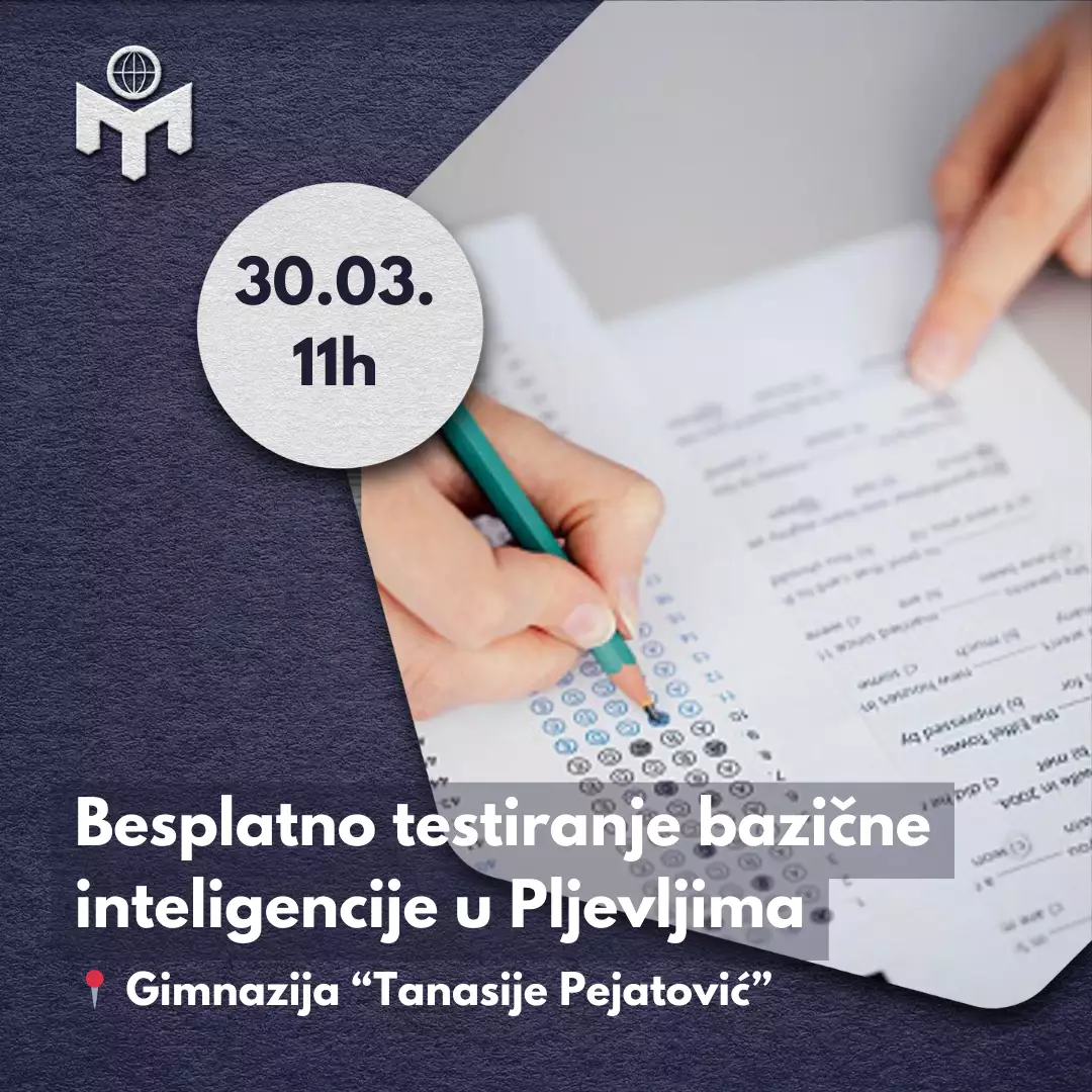 Besplatno testiranje bazične inteligencije u Pljevljima - 30.03. u 11h