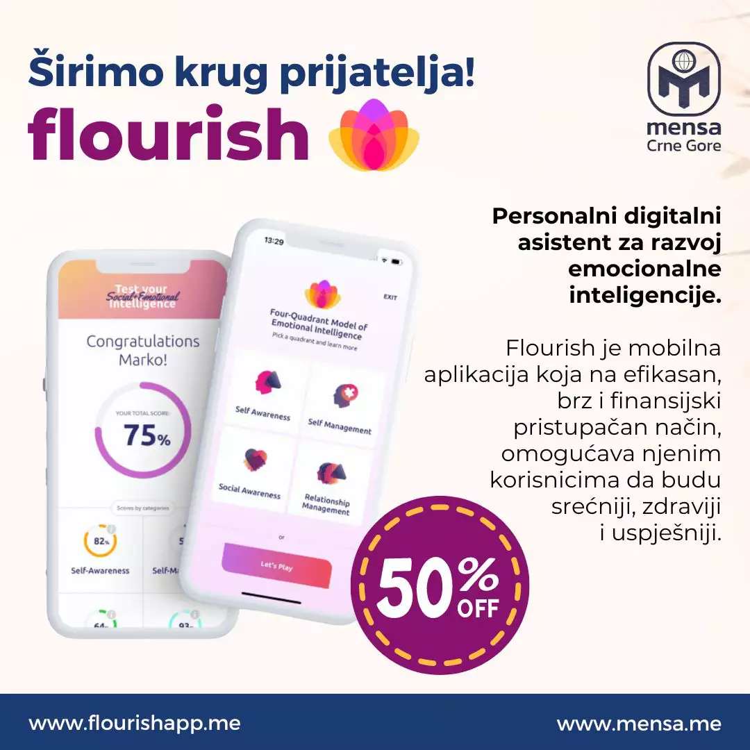 Novi prijatelj Mense: Flourish mobilna aplikacija! Unaprijedi svoj EQ