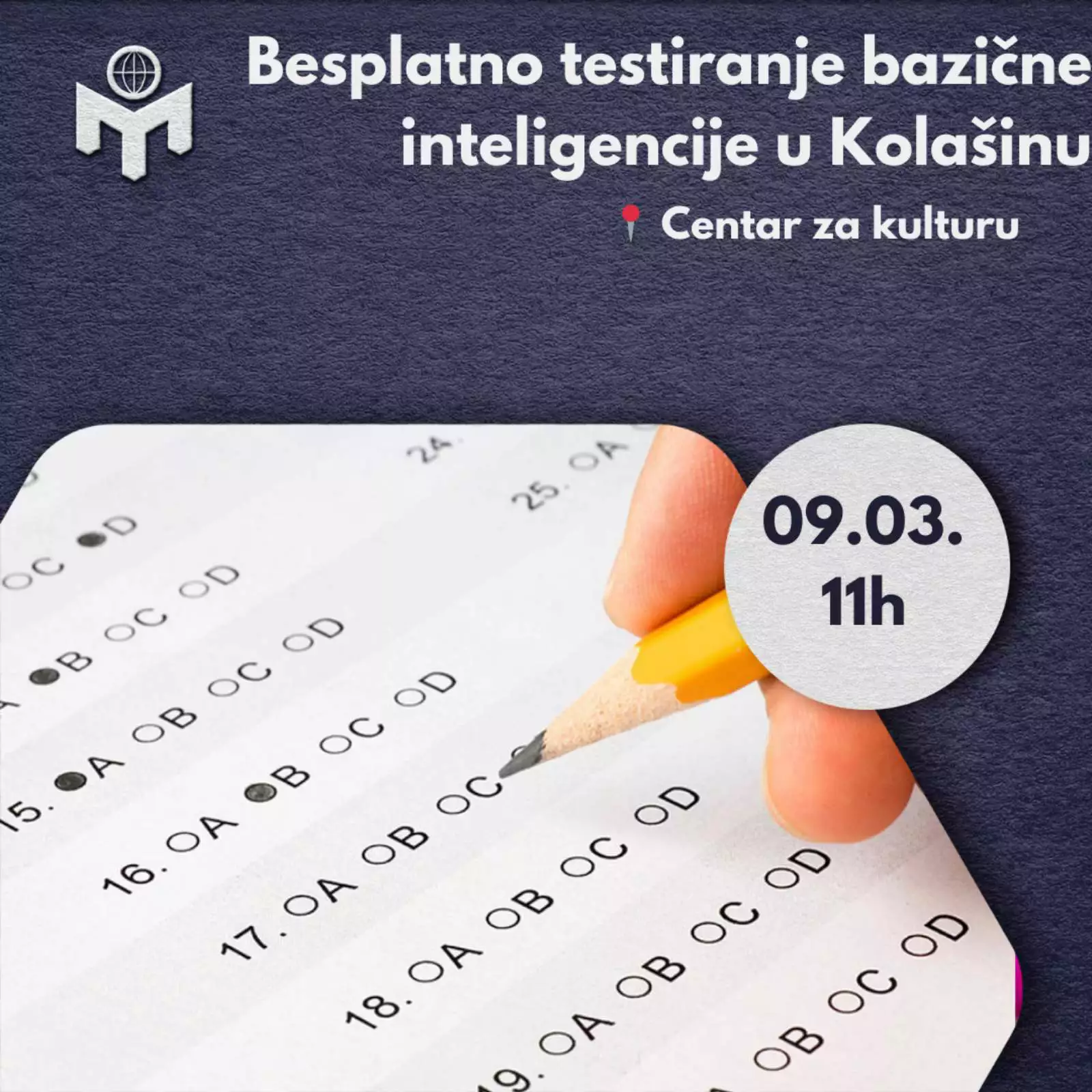 Besplatno testiranje bazične inteligencije u Kolašinu 09.03.2024.