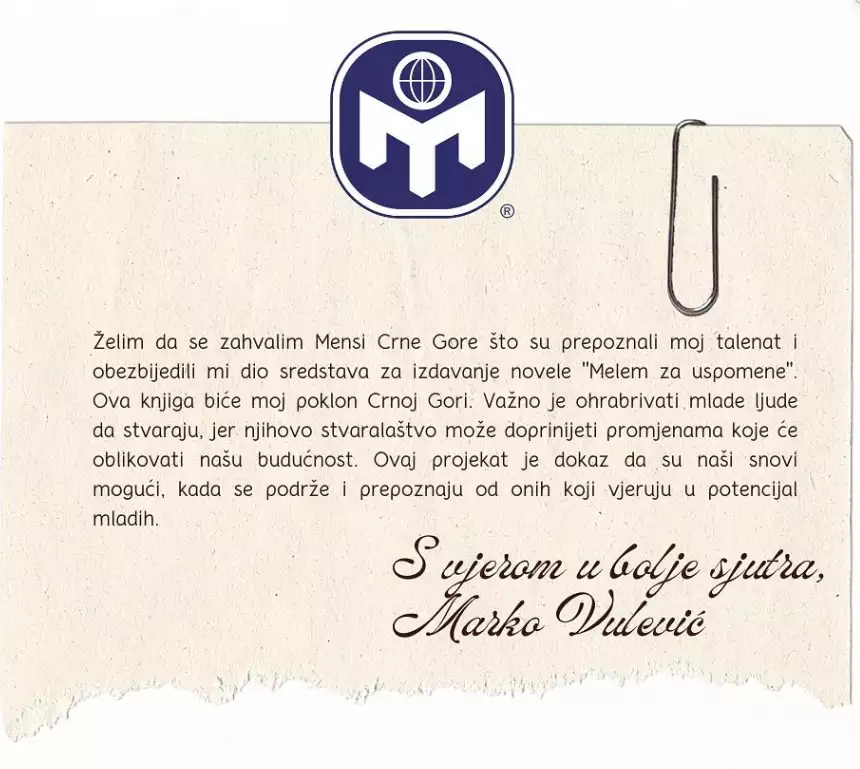Uspjeh našeg člana: Marko Vulević i “Melem za uspomene”