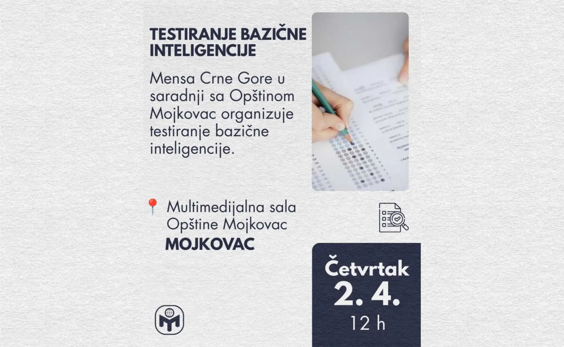 Testiranje bazične inteligencije u Mojkovcu 2. 4. 2026.